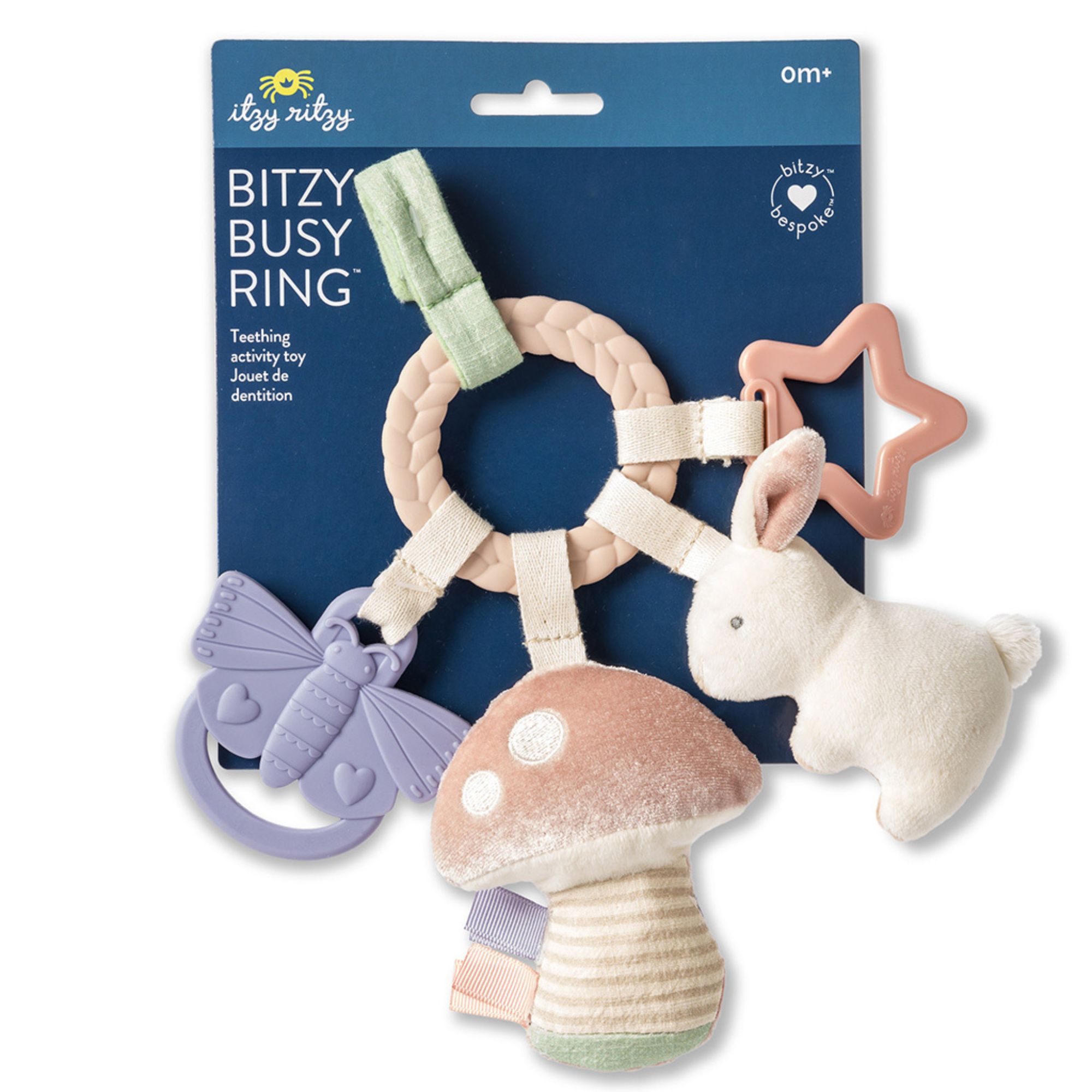 bitzy busy ring teething activity toy, pink